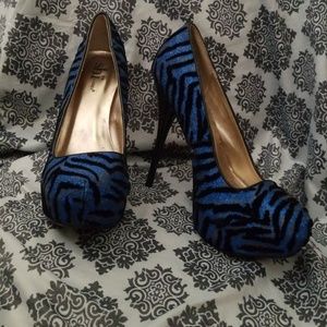 Blue zebra pattern heels, shï by journeys